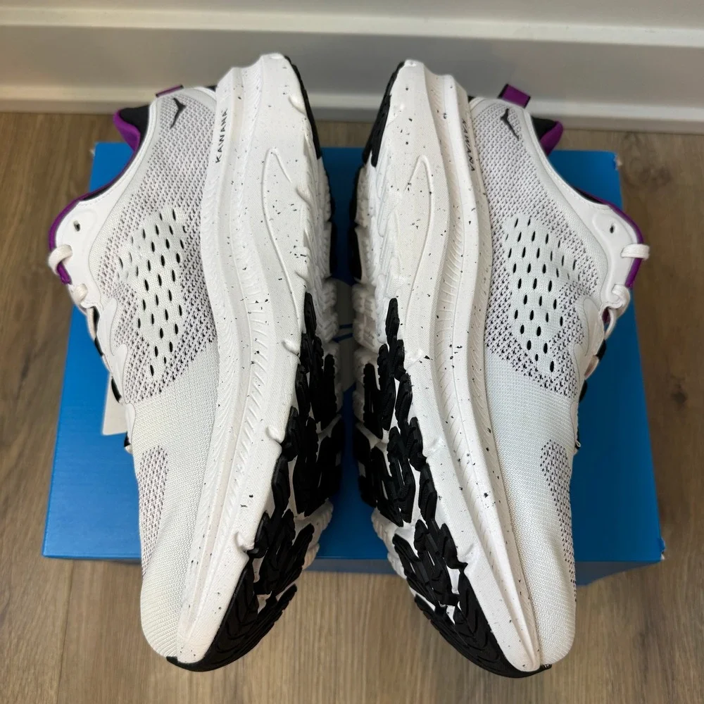 Hoka One One White and Purple Women's Athletic Running Shoes